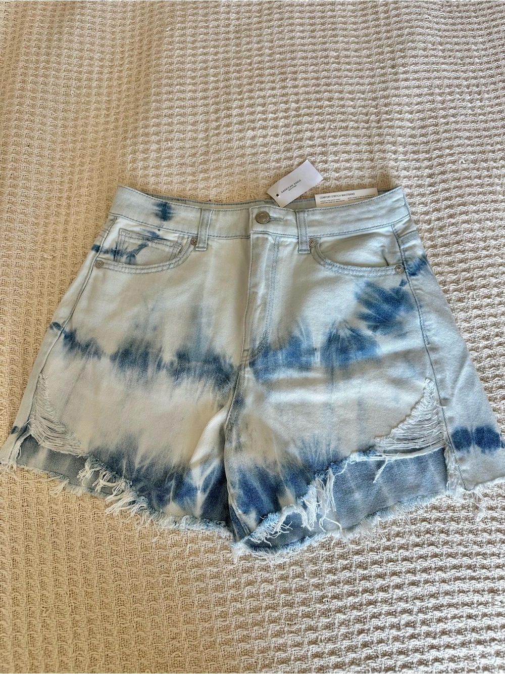 American Eagle Outfitters Tie-Dye Denim Shorts - Blue & White
